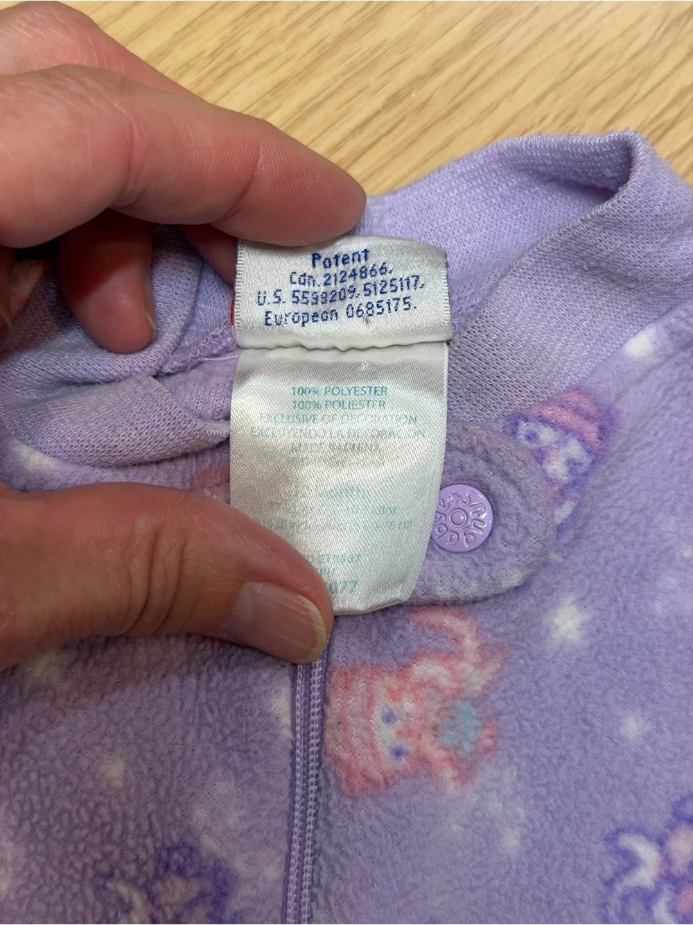 Vintage Snugabye Convert-A-Foot Girls Purple Animal Print Fleece Sleeper Pajamas